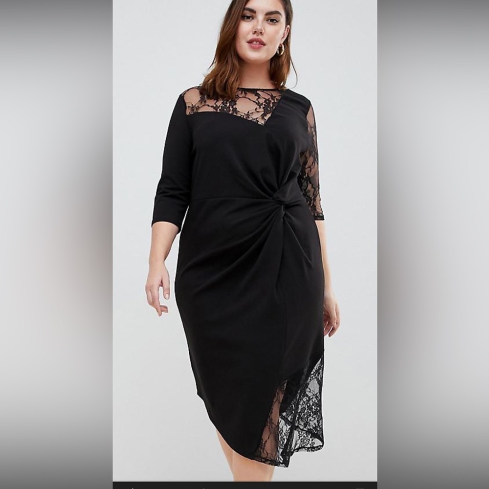 ASOS Black Asymmetrical Lace Dress
